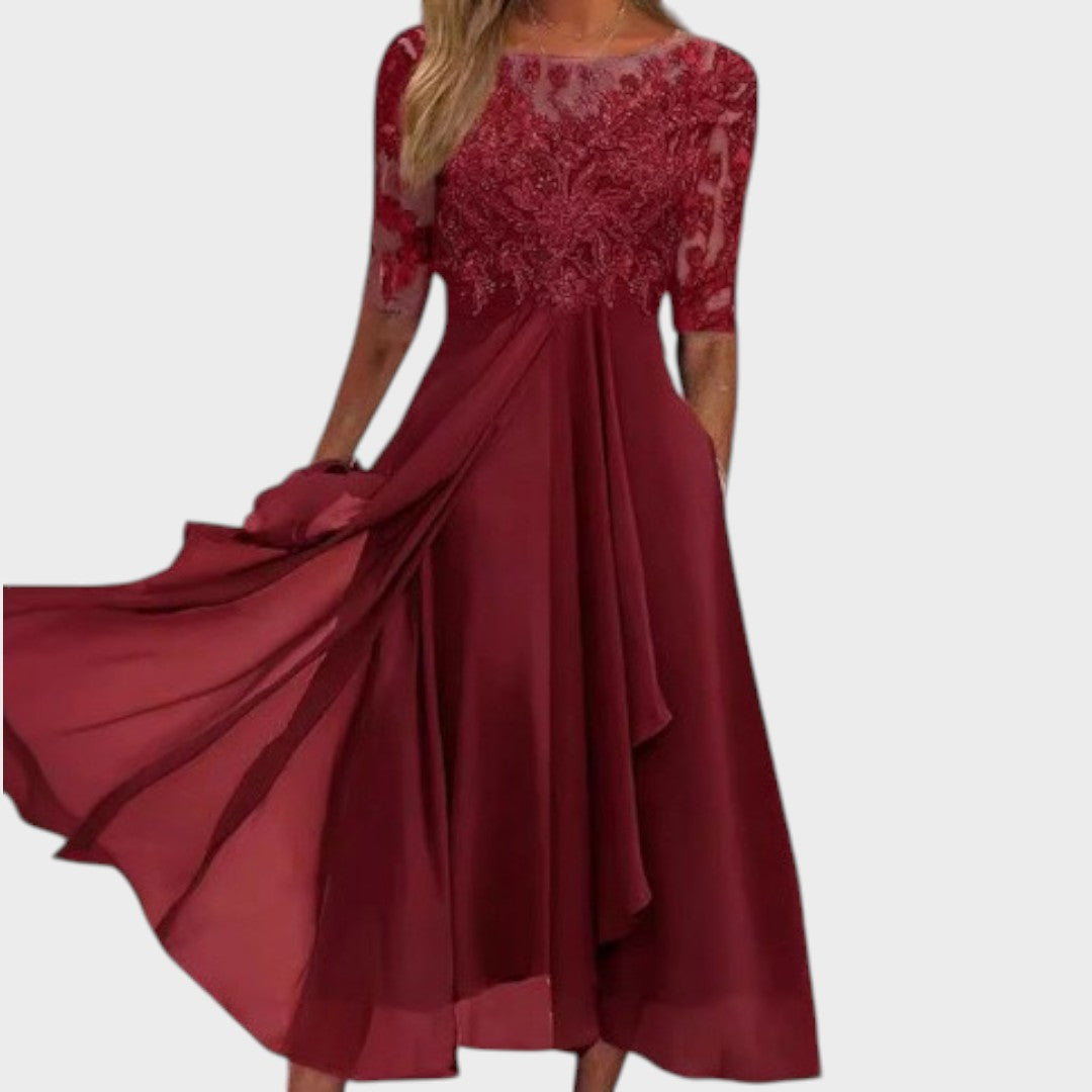 Gabhi | Vestido Midi Con Detalles De Encaje