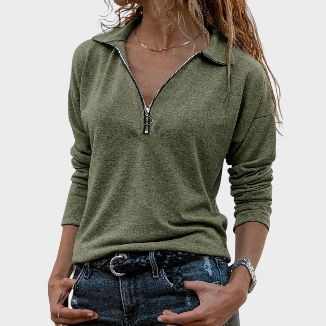 Dulce | Suéter de Punto Fino con Cremallera