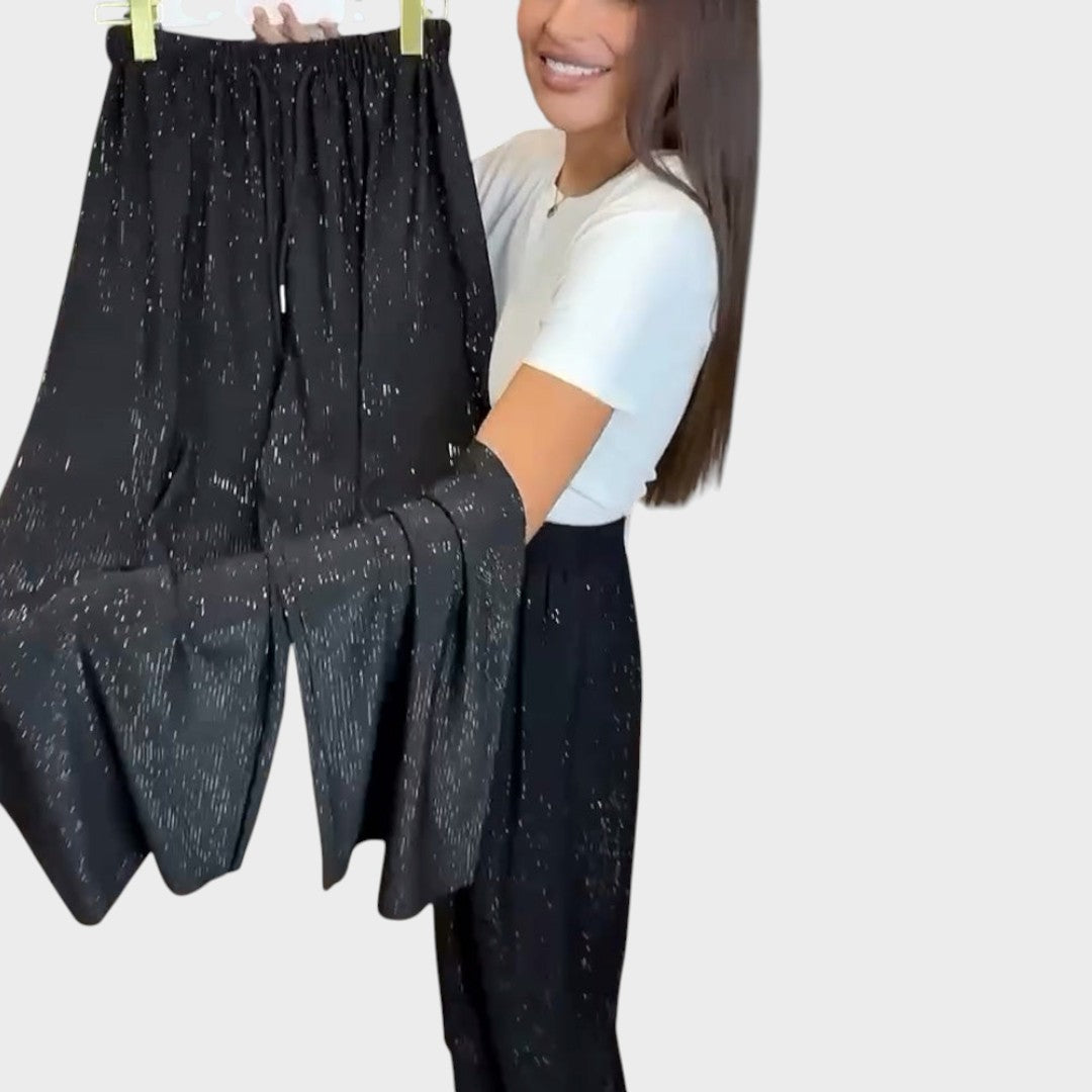 Verina | Pantalón de Pierna Ancha con Brillante