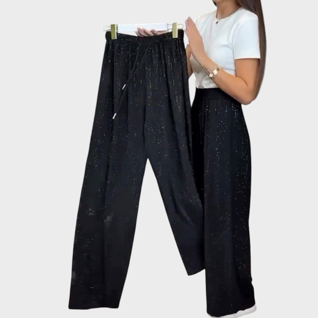 Verina | Pantalón de Pierna Ancha con Brillante