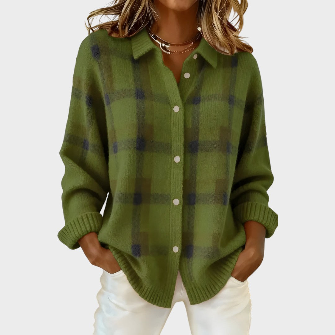 Rocío |  Cárdigan de Cuadros en Tejido de Punto