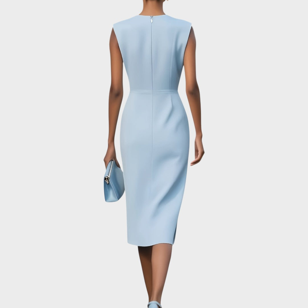 Moana |  Vestido Midi de Manga Larga Con Cuello Redondo