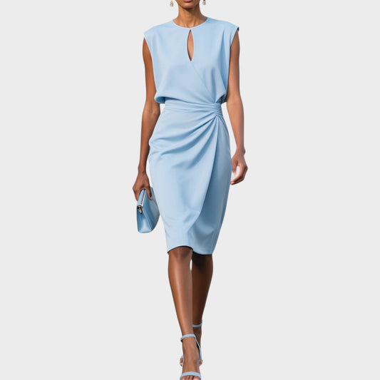 Moana |  Vestido Midi de Manga Larga Con Cuello Redondo